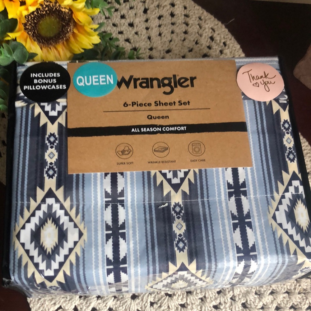 Wrangler QUEEN 6-Piece Sheet Set – Aztec Blue